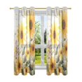thumbnail image 7 of Yayeee Window Curtains Light Filtering 63"x42" Grommet Panel Pair Home Living Room Decor, Beige Sunflowers, 7 of 7