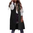 thumbnail image 6 of Uootdi Womens Long Down Vest Thick Waistcoat Sleeveless Long Coats Jackets Casual Loose Fit Fall Winter Outerwear, 6 of 7