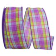 thumbnail image 1 of Bright Purple And Yellow Plaid Wired Ribbon, 1 of 1