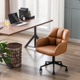thumbnail image 6 of Modern PU Leather Office Desk Chair with Armrest, Height Adjustable Wide Seat Computer Task Chair for Home Office, Mid Back Accent Chair, Brown, 6 of 12