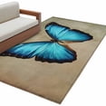 thumbnail image 2 of Area Rug for Living Room, Blue Butterfly Non-Slip Indoor Large Carpet for Bedroom/Dining Room, Vintage Animal Painting Aesthetic Artistic Washable Low-Profile Floor Mat Runner Rugs - 2.7 x 5 Ft, 2 of 7