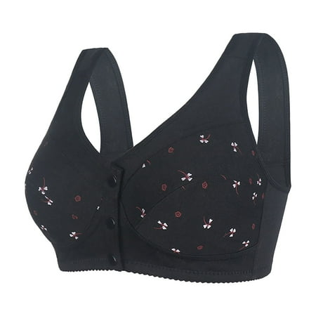 DondPO Plus Size Lingerie Bras for Women Women Sexy Front Button Shaping Cup Adjustable Shoulder Strap Large Size Underwire Bra Wireless Bra Lingerie for Women Push Up Bras Black L