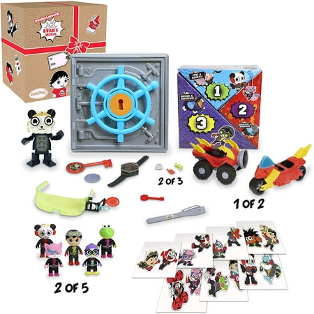 Just Play Ryan's World Mystery Spy Vault, 10 Surprise Inside Include Figures and Pretend Play Spy Toy Accessories