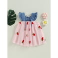 thumbnail image 4 of Cenuakty Baby Girls Summer Dress, Fly Sleeve Square Neck Strawberry Embroidery Tulle Dress Infant Outfit, 4 of 9