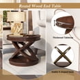 thumbnail image 2 of Hassch Mid-Century Modern Round End Table in Walnut, 2-Tier Solid Wood Veneer and MDF Table with X-Shaped Legs, Compact Side Table for Small Spaces, 2 of 8