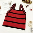 thumbnail image 2 of Women's Summer Camisole Striped Contrast Color Wear Slim Knitted Tank Tops, 2 of 5