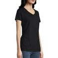 Hanes Women's Slub Jersey Shirred VNeck T Shirt