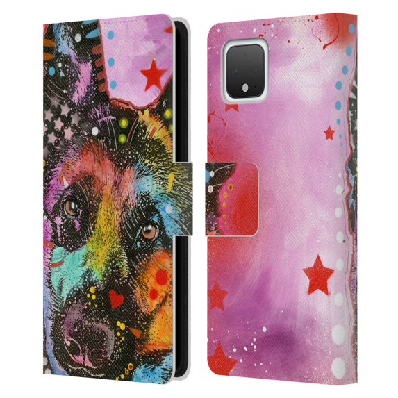 Head Case Designs Officially Licensed Dean Russo Dogs German Shepherd Leather Book Wallet Case Cover Compatible with Google Pixel 4