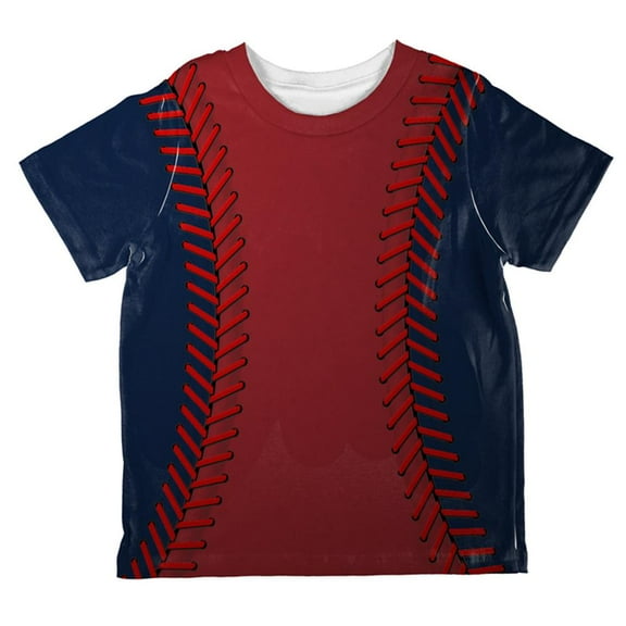 Baseball League Red and Navy Blue All Over Toddler T Shirt
