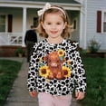 thumbnail image 3 of Yuyamidu Highland Cow Sweatshirt for Girls Size 5-6 Cow Print Long Sleeve Ruffle Shoulder Crewneck Sweatshirts Pullover Tops Lightweight Soft Everyday Clothes for Fall Back to School Outfits, 3 of 8