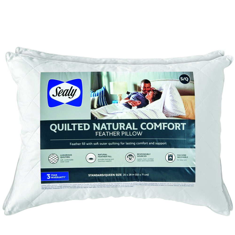 Sealy Quilted Comfort Feather Pillow, 2 Pack, Jumbo - Walmart.com ...
