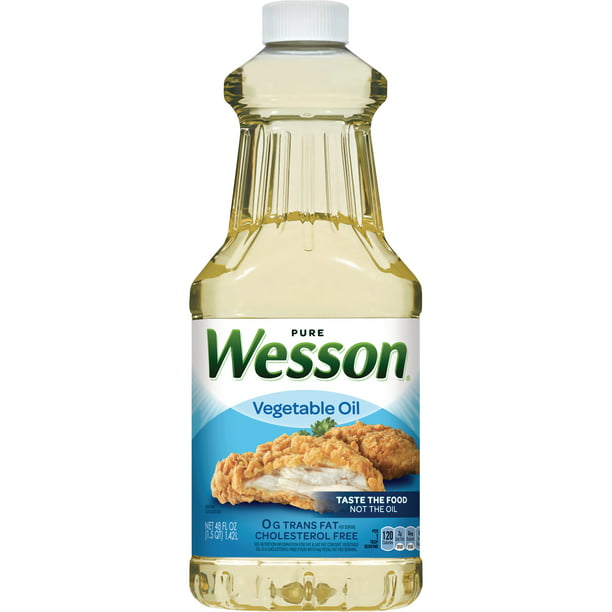 WESSON Pure Vegetable Oil, 0 g Trans Fat, Cholesterol Free, 48 oz ...
