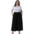 thumbnail image 3 of DARING DIVA Women's Plus Palazzo Pants Wide Leg with Pockets Summer Pants 1X Black, 3 of 5