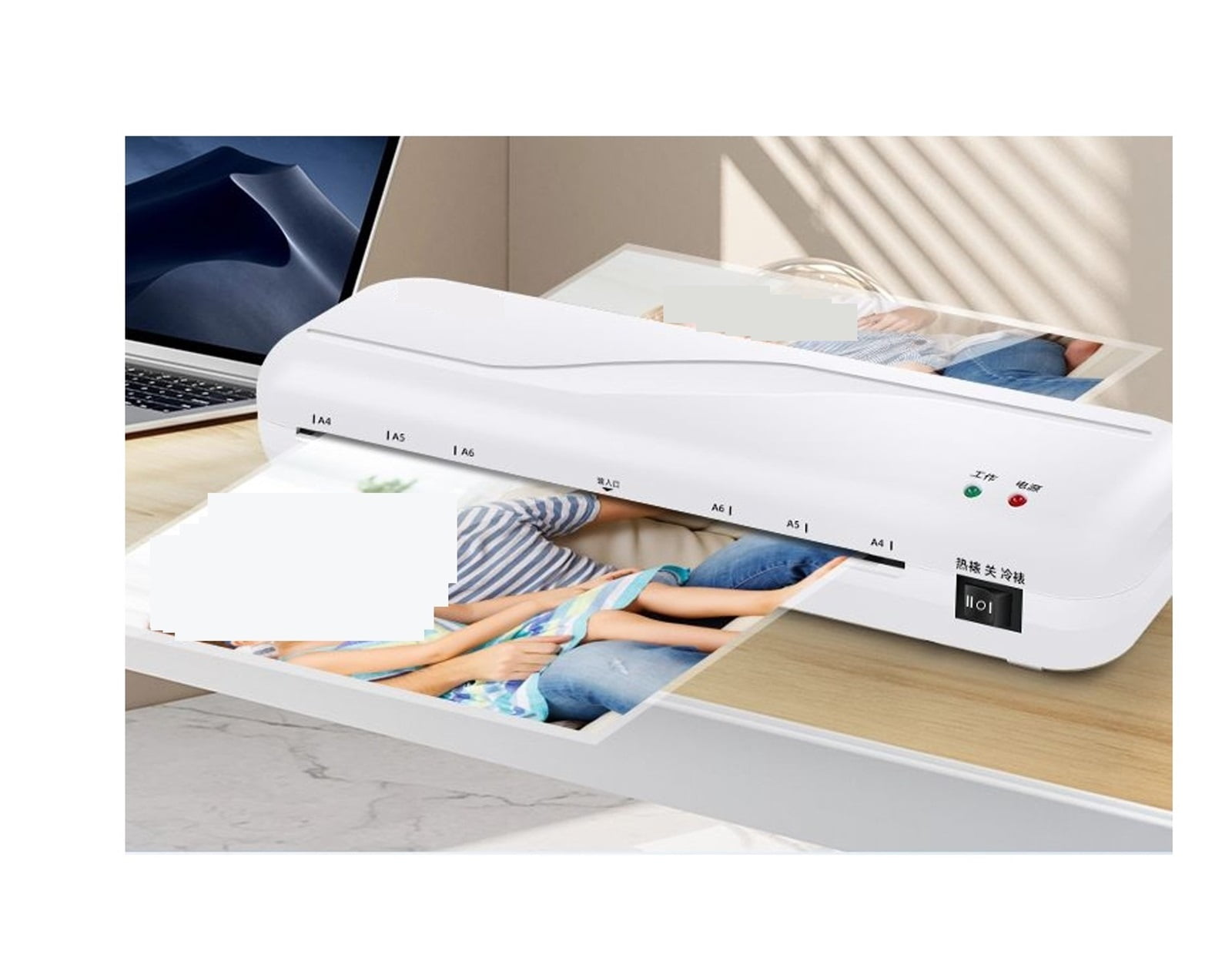 Office Hot And Cold Fast Warm-Up Roll Laminator Machine For A4 Paper Document Photo