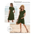 thumbnail image 3 of Women's Short Sleeve Maternity Dress Patchwork Pregnancy Clothes with Pockets, 3 of 6