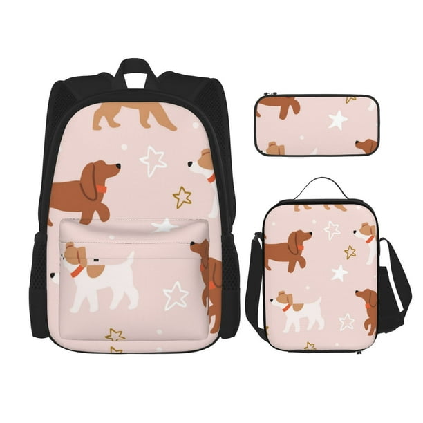 Balery Star Cute Dog Mochila Escolar 3 en 1 para Niños - Mochila Resistente con Lonchera Térmica y Estuche - Mochila Escolar para Niños y Niñas
