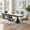 Table*6 Dark Gray Chairs, variant on Sumdeal 5-Piece Dining Table Set for 4, Extendable Table with White PU Chairs