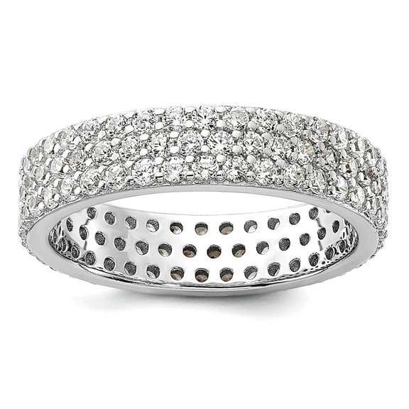925 Sterling Silver Rhodium Plated 4mm Cubic Zirconia Eternity Band Size 8 Eternity Ring for Women and Men