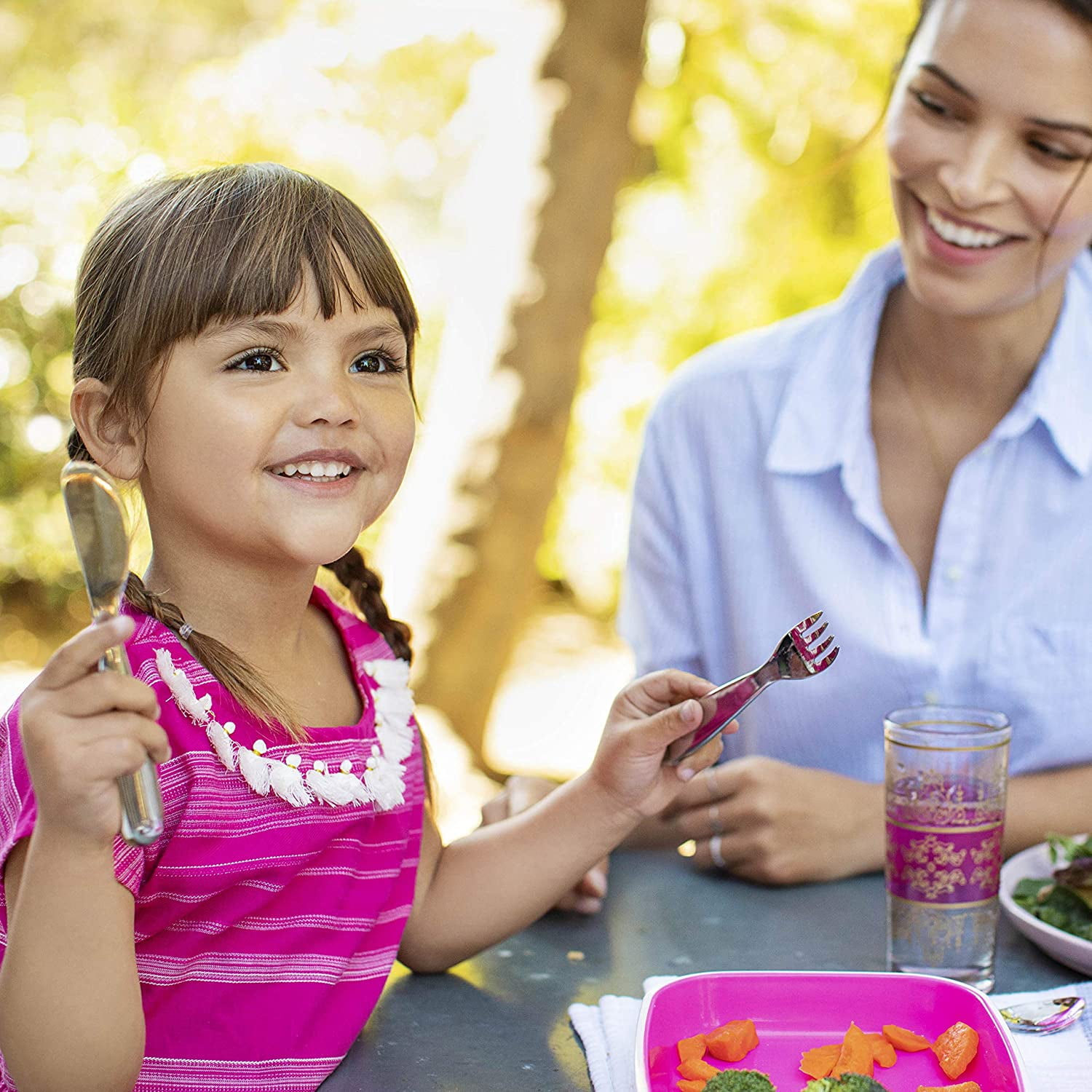Couvert Pique Nique Set De Couverts De Voyage Réutilisables - Fourchette/ Cuillère/Couteau Avec Étui - Bleu/Vert Ustensiles Pique-nique écologiques