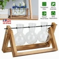 thumbnail image 4 of Hydroponic Plant Vases Flower Pot Glass Vase W/ Wooden Frame Tabletop Home Decor, 4 of 6
