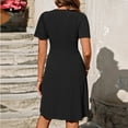 thumbnail image 7 of Noyal Button Down Dress for Women Short Sleeve Sundress Solid Color Casual Soft Summer A Line Swing Midi Dress, 7 of 7