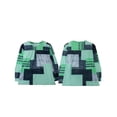 thumbnail image 3 of Camiseta de Larga para Mujer, Cuello Redondo, Estilo Casual, con Media Cremallera, Estampado Geométrico y Bloques de Color. Verde S, 3 of 8