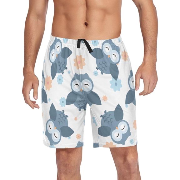 GZHJMY Owl Pajama Pants Short for Men, Lounge Pants Lightweight Men Pajama Bottoms with Drawstring Pockets, Christmas New Year Birthday Gifts, XX-Large
