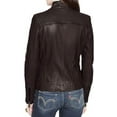 thumbnail image 2 of Womens Genuine Brown Lambskin Leather Jacket Motorcycle Biker Leather Jacket W584, 2 of 3