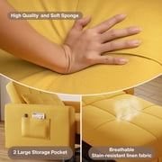 Aiho 3-in-1 Convertible Sleeper Chair Bed, Multi-Functional Lounge Futon Chair with Side Pocket, Space Saving Indoor Sofa Bed for Living Room, Bedroom, Apartment & Guest Room, Yellow