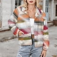 thumbnail image 3 of Jackets for Women Winter Coat Jackets Flannel Stand Collar Jacket(Abstract Colorful Striped Artwork,Size:S-4XL), 3 of 7