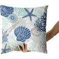 thumbnail image 6 of Nautical Coastal Throw Pillow Covers 20x20 Inch Pack of 2 Summer Blue Ocean Themed Pillow Covers Seashell Starfish Beach Decorative Pillowcase Square Cotton Cushion Cover for Bedroom Sofa Home Decor, 6 of 6