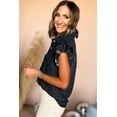 thumbnail image 3 of FOLUNSI Chic Black Denim Top: Ruffled, Fluttering, Frayed Elegance!, 3 of 8