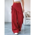 thumbnail image 5 of Women Wide Leg Baggy Flowy High Waisted Pants Loose Fit Casual Cozy Cute Y2k Trousers Red M, 5 of 9