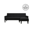 DHP Hudson Small Space Sectional Sofa Futon, Dark Gray Linen