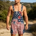 thumbnail image 2 of FUZHIQ Bib Overalls for Men Adjustable Straps Shorts Jumpsuit American Flag Printed Romper with Pockets for Independence Day Festival Daily Wear, 2 of 4