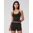 thumbnail image 7 of IBTOM CASTLE 2 Piece Workout Sets for Women Shorts Yoga Pilates Outfits Striped Backless Halter Padded Tank Top With High Waist Fold-over Biker Shorts L Black, 7 of 7