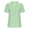 thumbnail image 4 of Aloohaidyvio Dressy Blouses for Women,Womens 2024 Summer Lace Tunic Tops Casual Short Sleeve V Neck Blouse Buttons Spring Soft Comfy T Shirts, 4 of 6