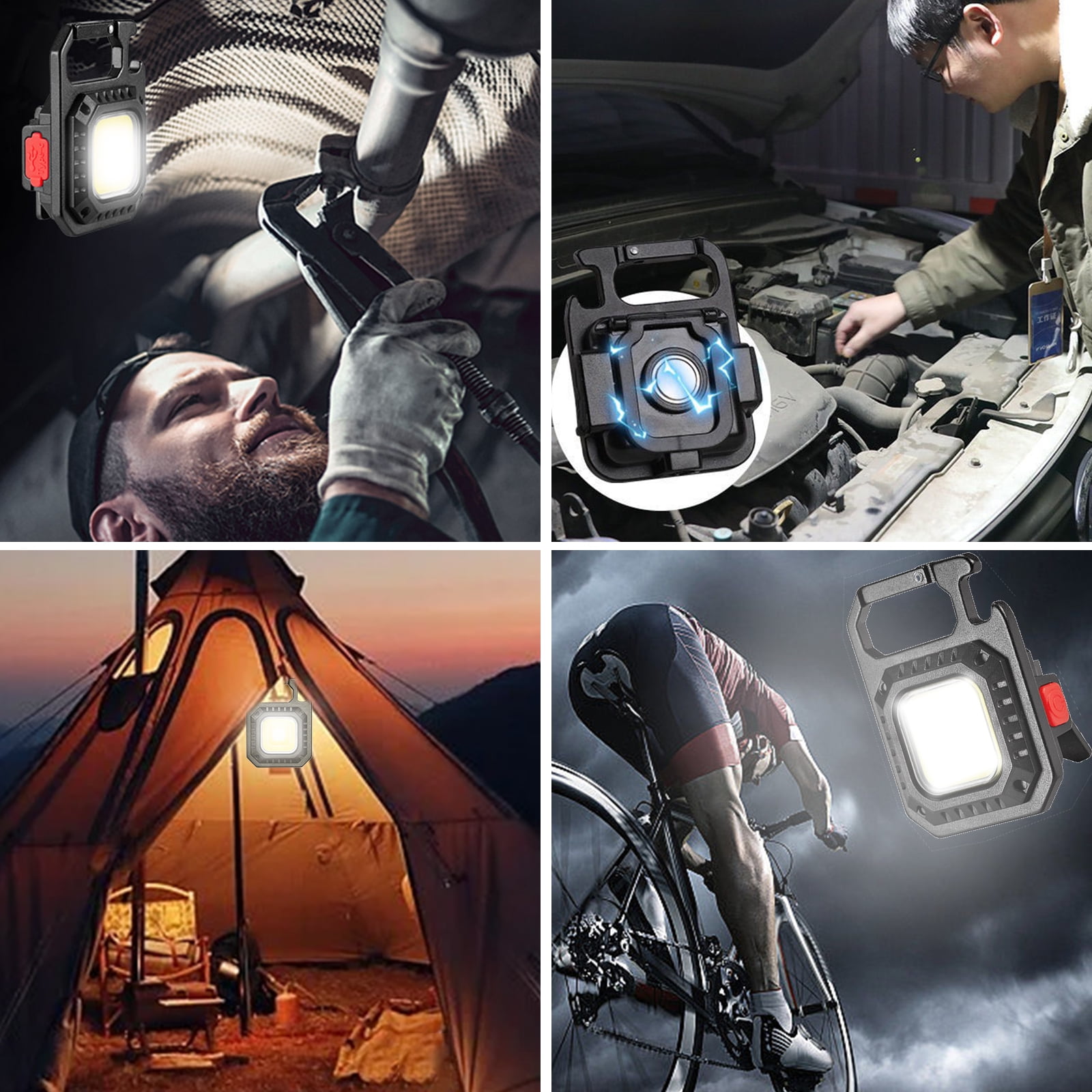 LETOUR Mini Keychain Flashlight 2-Pack 1000 Lumens IPX6 Waterproof, 7 Modes COB USB-C Rechargeable with Magnetic Base for Camping, Hiking, Emergencies