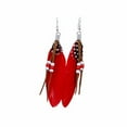 thumbnail image 1 of Bohemian Bead Tassel Feather Earrings Fashion Feather Chain Dangle Earring for Boho Style Jewelry, 1 of 1