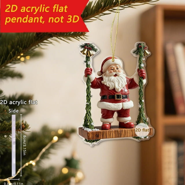 Decoración de Papá Noel Papá Noel 2D Acrílico Coche Retrovisor Colgante Decoración Props Espejo para Coche