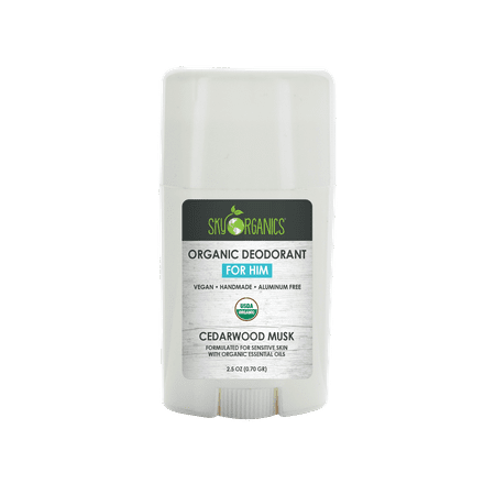 Sky Organics Natural All Day Performance Vegan Organic Cedarwood Musk Scented Deodorant For Him Antiperspirant Protection - 2.5 oz (2