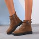 thumbnail image 4 of Zapatos Botines mujer Botas planas con punta sólida zapatos informales de encaje botines cortos de invierno sin cordones botas redondas para mujer botas térmicas de felpa para mujer (Brown 8.5), 4 of 7