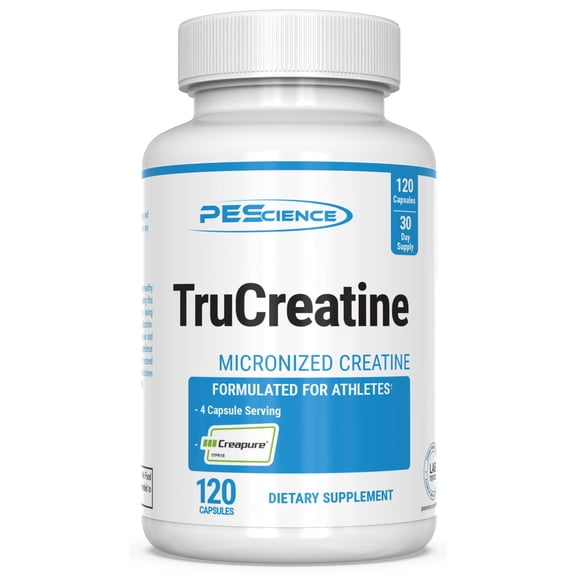 TruCreatine Capsules – Creapure Micronized Creatine Monohydrate, 3g Per Serving, 30 or 90 Servings