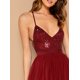thumbnail image 4 of Maxi Vestido Largo Mujer Dama Lentejuelas Espald Descubierta-Bordó-S DaraBaby Shein Vest044, 4 of 5