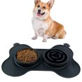 thumbnail image 1 of 1 pieza de cuenco antideslizante para perros y gatos,cuenco doble para perros con almohadillas de silicona a prueba de salpicaduras, cuenco de agua para cachorros (negro), 1 of 5