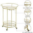thumbnail image 3 of ABBSR Rolling Wine Serving Cart with Universal Wheels, Gold, 3 of 8