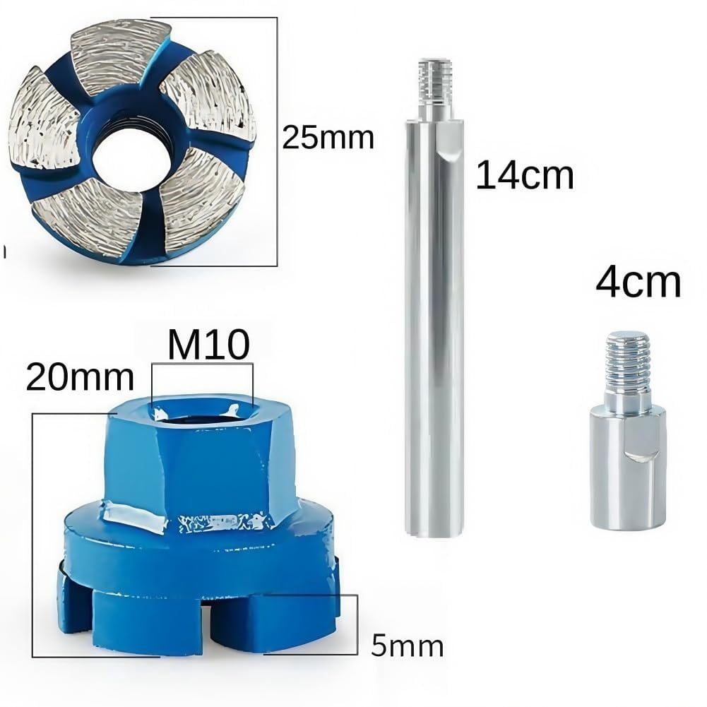 1 Inch Durable Mini Flat Grinding Head, 2025 Upguaded Diamond Flat Grinding Head for Angle Grinder Tool, Mini Diamond Grindings Heads for Stone Concrete Cement (2 Grinder+14cm)