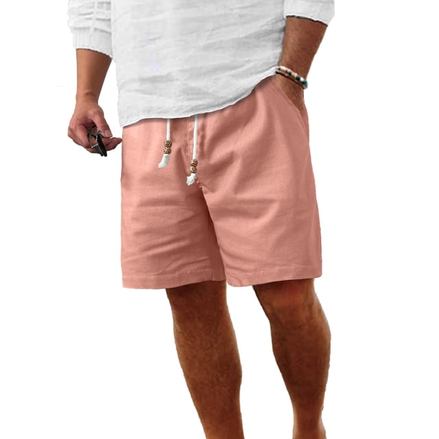 Shorts casuales de lino para hombre Comdecevis, cintura elástica, talla grande