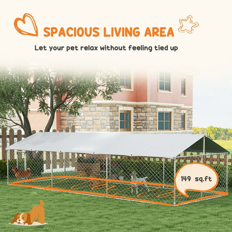 PawHut 19.7' x 7.5' x 4.9' Outdoor Dog Kennel W/ Waterproof Roof