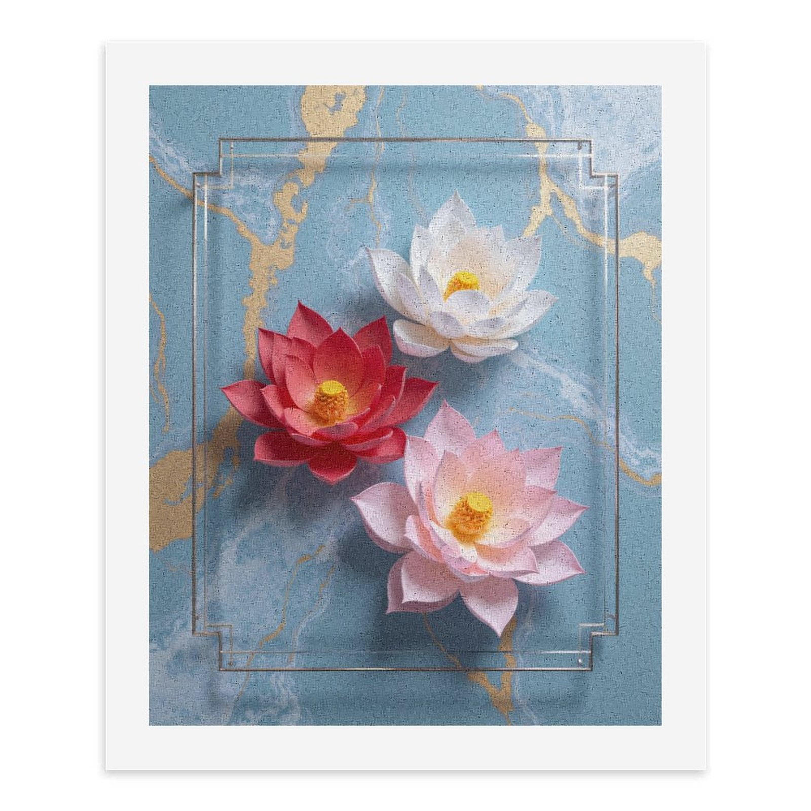 Paint By Numbers Kit for Adults Beginner - Colorful Lotus Floral Art Display DIY Canvas Painting Kits for Adults, Frameless Paint By Number for Adults for Home Wall Decor 16x20 Inch